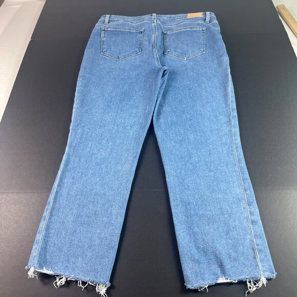 Paige Jeans Womens 34x25* Cindy Cropped Straight Blue Faded Raw Hem Denim Tag 33 - Picture 9 of 16